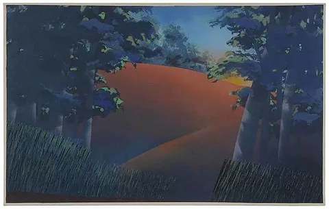 Maud Gatewood, Harrowed Field Sunset, 1979, acrylic on canvas