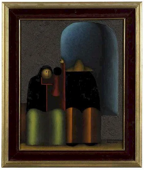 Siesta by Jesus Mariano Leuus, 1972, mixed media on Masonite, sold Jan 2018