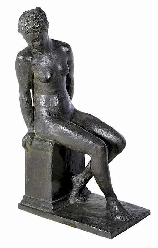 Robert Wlérick, Seated Nude, bronze