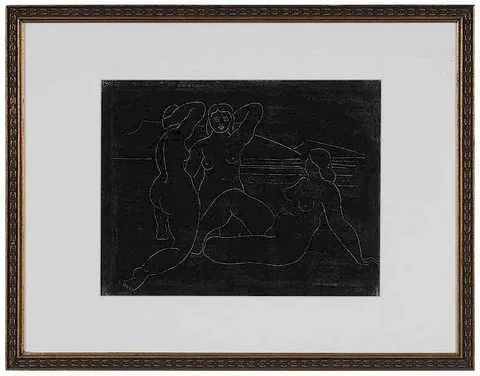 George Rickey, Three Nudes on a Beach, 1932, charcoal on paper