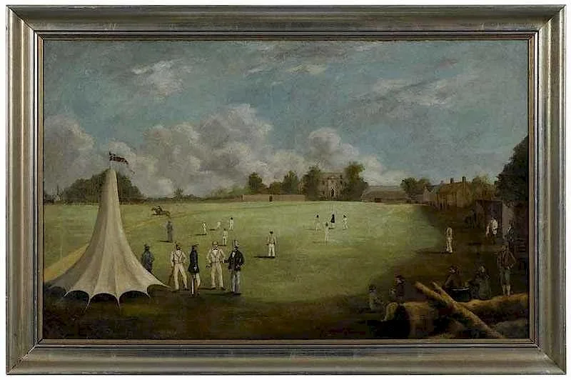 W.T. Groman, Gentlemen on the Cricket Field, oil on canvas