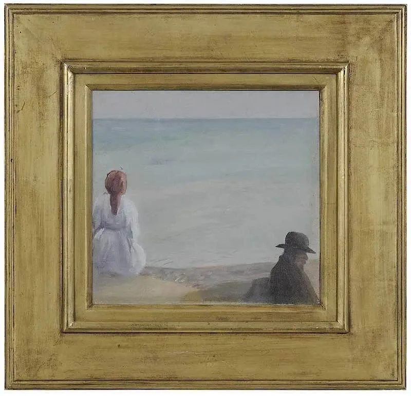 On the Beach, Southwold by Hilda Carline, circa 1920, oil on canvas, sold Nov 2017