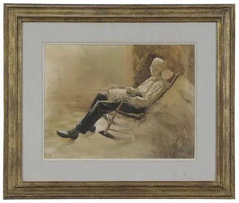 John Chumley, Reading, 1966, watercolor over pencil on paper