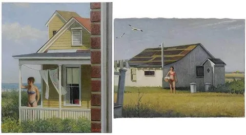 Ray Edward Goodbred, Two paintings: Summer Rental, oil on canvas