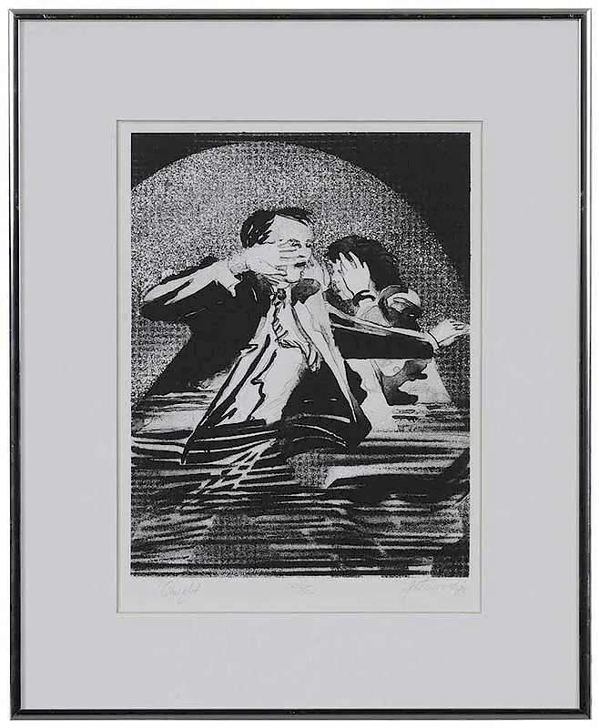Caught by Maud Gatewood, 1988, lithograph, sold Nov 2017