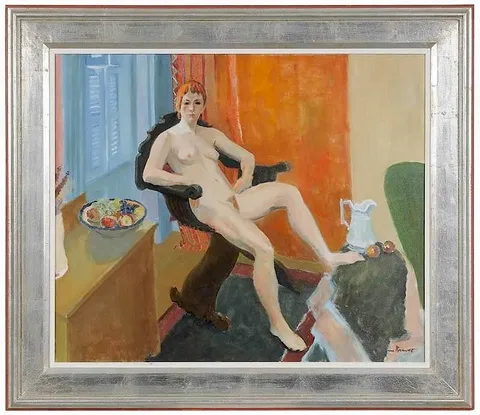 Warren Brandt, Nude in Chair, oil on canvas