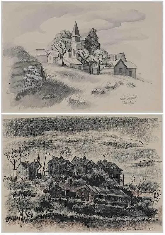 Reuben Gambrell, Near Athens, ink drawing