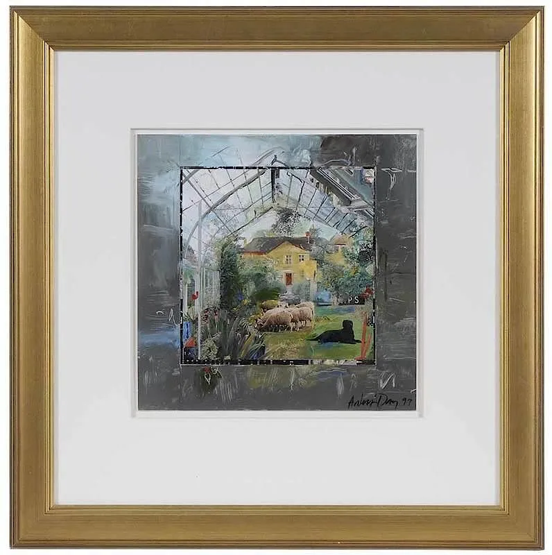 Arless Day, English Sheep, 1997, mixed media and collage on card