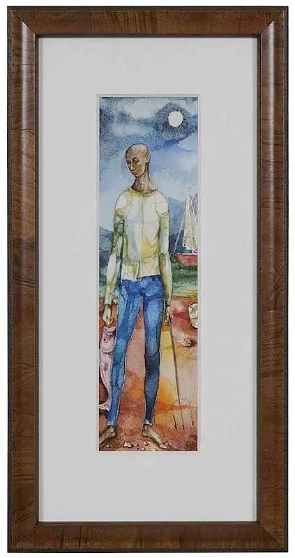 Frederick Douglas Jones, The Fisherman, watercolor on paper