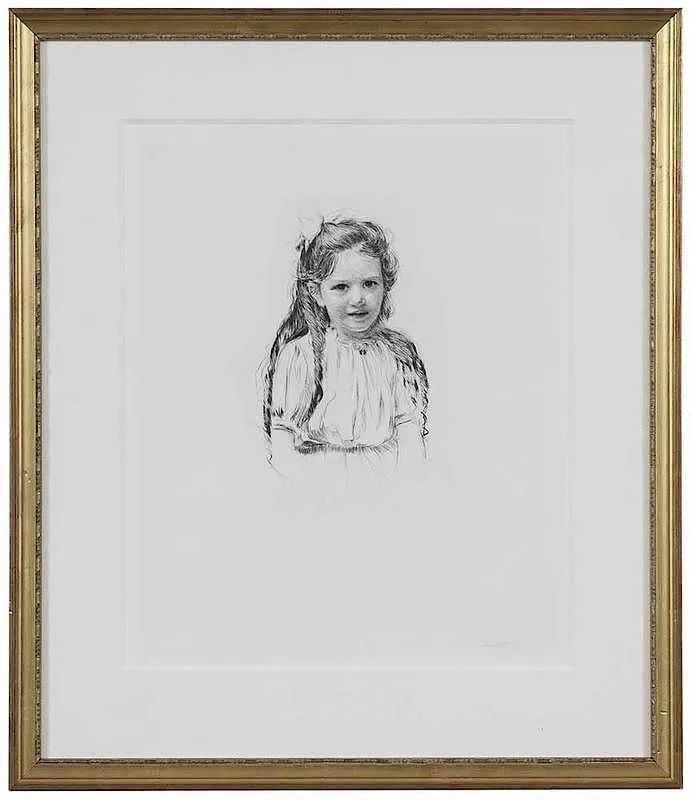 George Charles Aid, Young Girl, etching