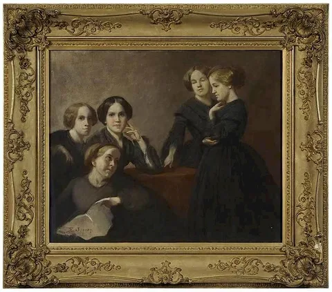 Eastman Johnson, Group with Mrs. Sarah Fairchild Conover, Superior, Wisconsin, 1857, pastel on canvas