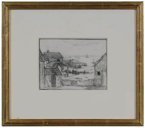 Edward Henry Potthast, Seaside Shacks, Pencil on paper
