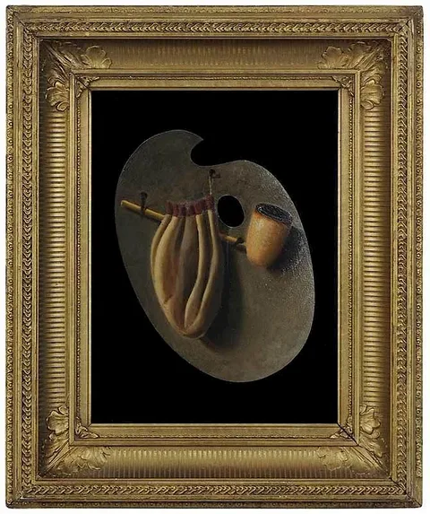 John F. Peto, Untitled, oil on shaped panel