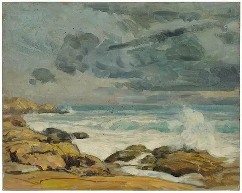 Seascape by John F. Carlson, oil on canvas board, sold Nov 2017