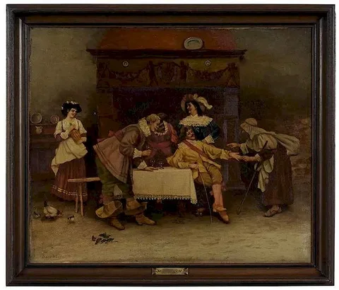 Saxo Vilhelm Wiegell, Merry Cavaliers, oil on canvas
