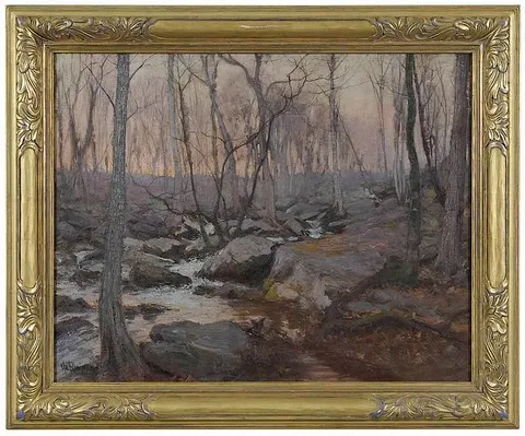 Hal Robinson, Autumn Twilight, Connecticut, oil on canvas