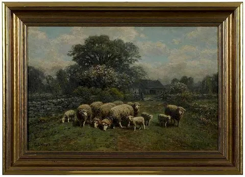 Flock of Sheep by George Arthur Hays, 1902, oil on canvas, sold Nov 2017