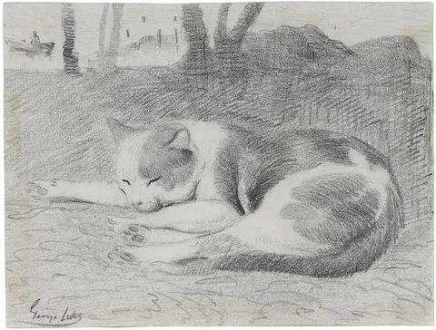 Study of a Cat by George Luks, pencil on paper, sold Nov 2017