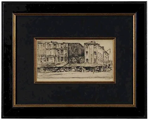 Earl Horter, Old Markets, Philadelphia, etching on paper
