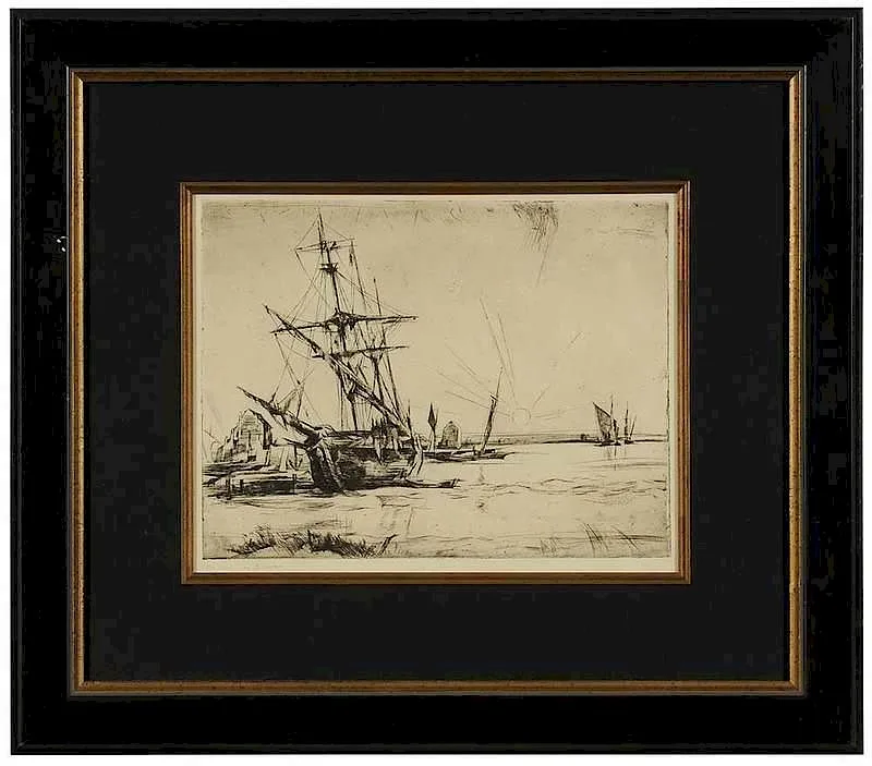 Earl Horter, Old Bark, drypoint etching on paper