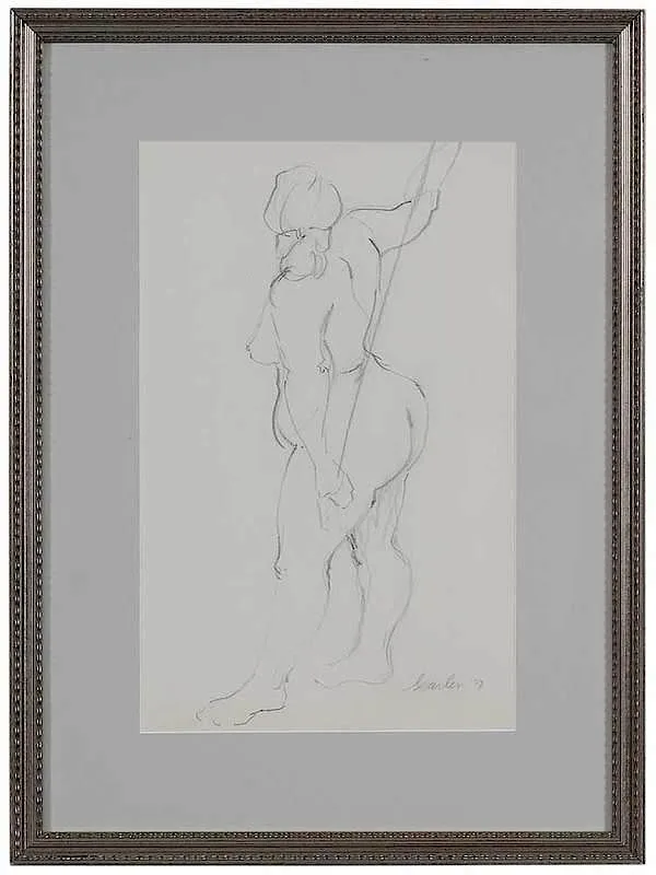 Nude Study by Charles Searles, 1977, pencil on paper, offered Nov 2017