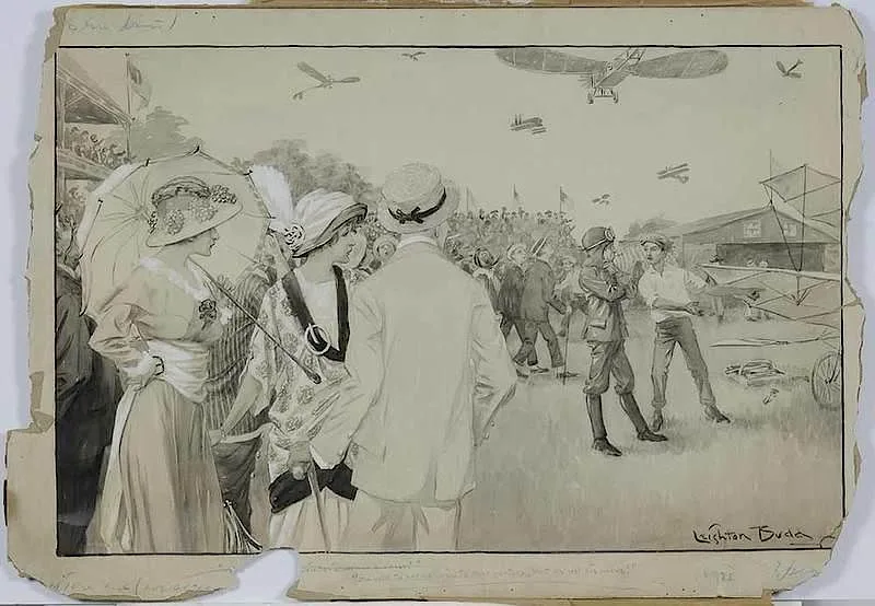Roy Leighton Budd, He Lost His Nerve- An Illustration for Puck Magazine, 1913, ink and gouache on paper