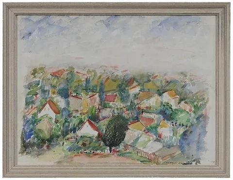 Arnold Friedman, Looking Out Over Town, watercolor on paper
