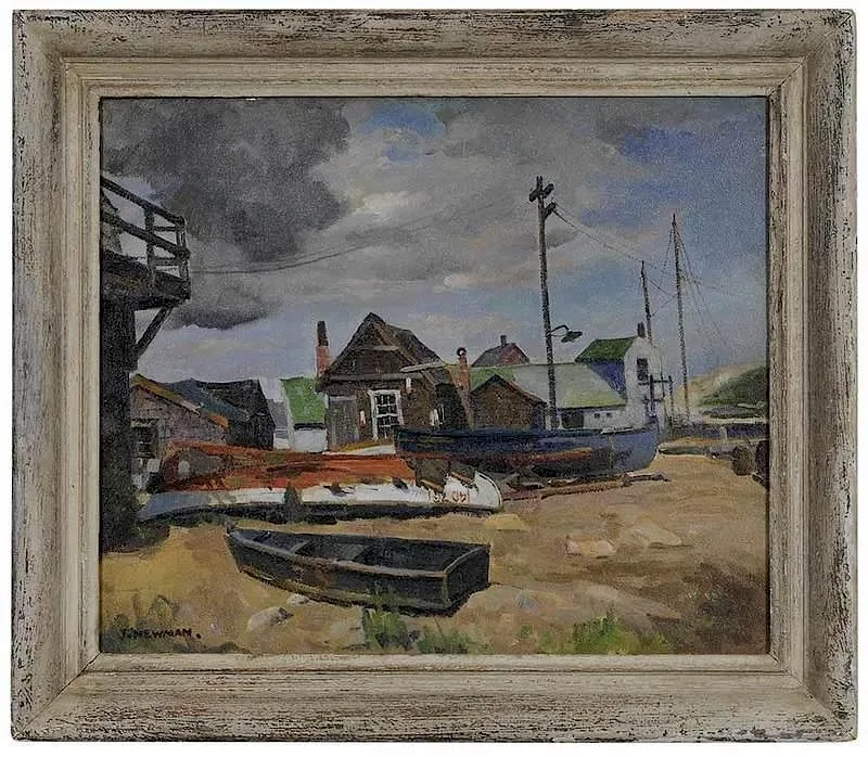 Josef Newman, Fisherman's Shack, oil on board