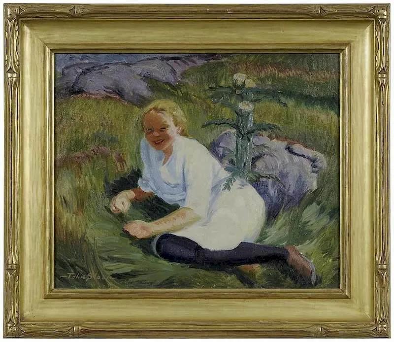 Child and Thistle in the Sun by John Sloan, 1916, oil on canvas, sold Nov 2017