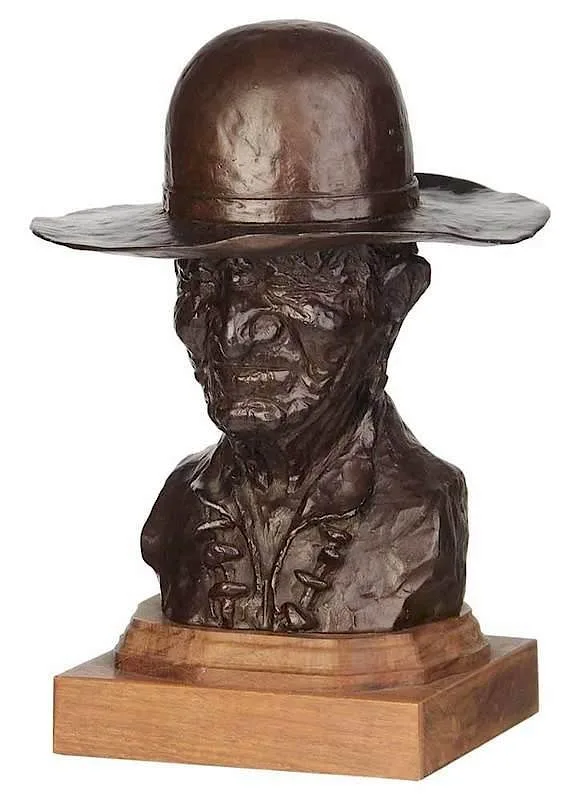 Ray Swanson, Navajo Elder, patinated bronze on wood plinth