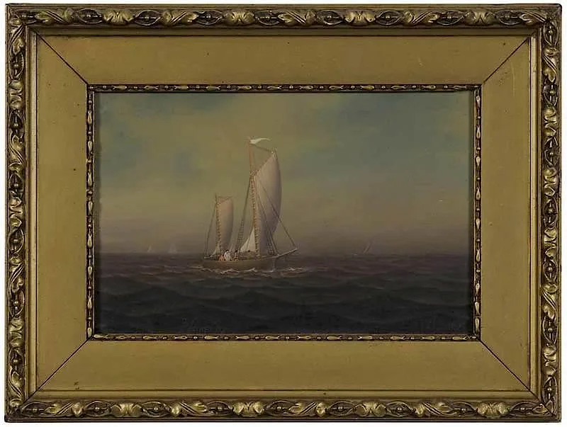 Albert Nemethy, Sailing, oil on panel