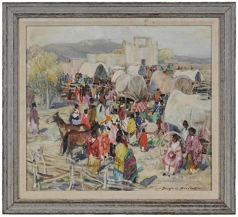 Douglass Ewell Parshall, Fiesta at Laguna, 1920s, oil on board