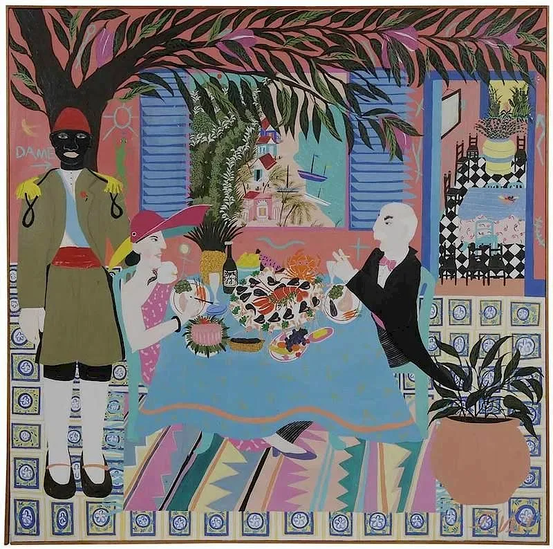 T. Veit, Dinner in the Bahamas, acrylic on canvas