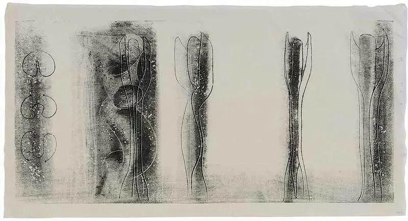 Harry Bertoia, Composition, mono print on Japan paper