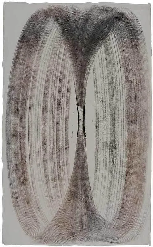 Composition by Harry Bertoia, mono print on Japan paper, sold Nov 2017