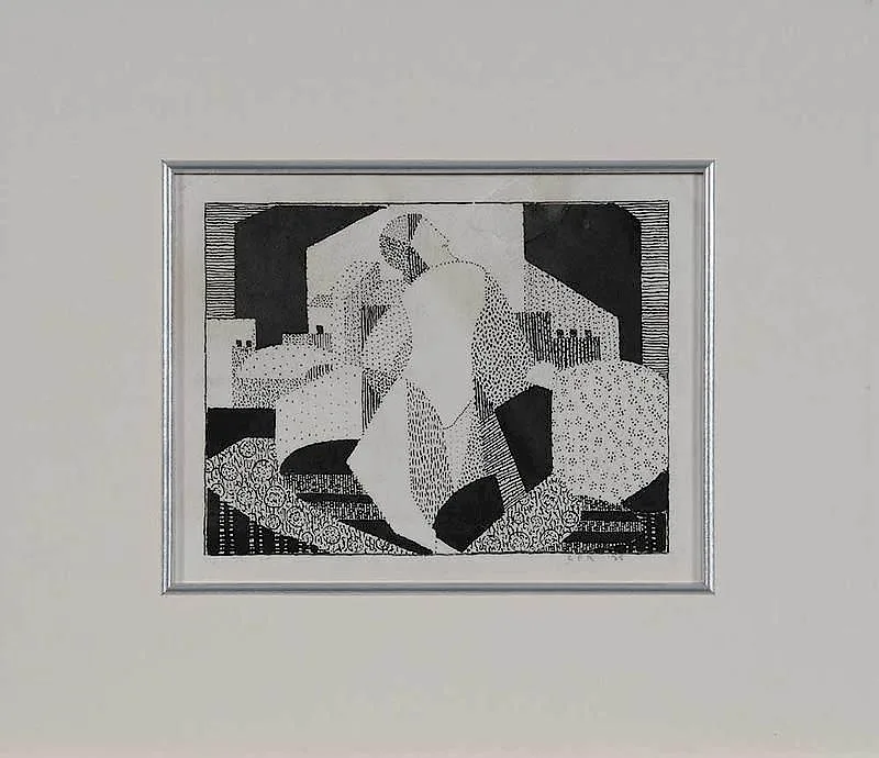 Abstract composition by Charles Frederic Ramsey, 1935, ink on paper, sold Nov 2017