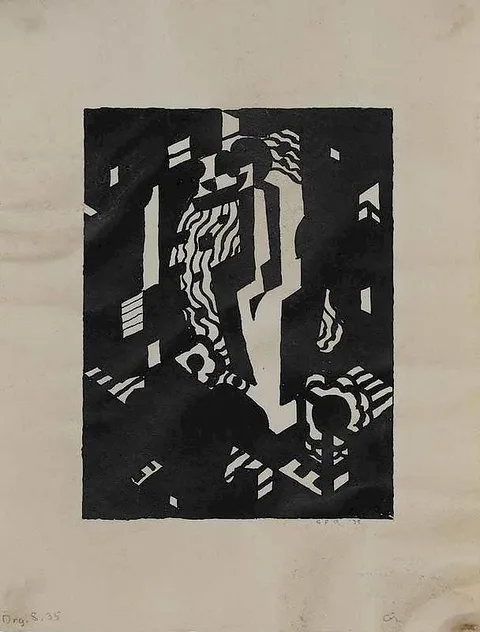 Abstract composition by Charles Frederic Ramsey, 1935, ink on paper, offered Nov 2017