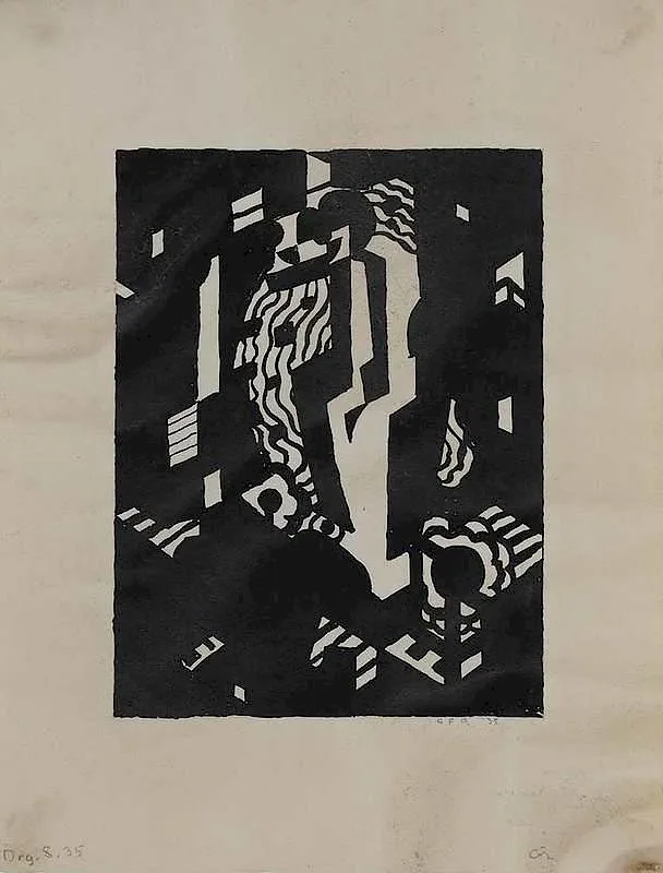 Abstract composition by Charles Frederic Ramsey, 1935, ink on paper, offered Nov 2017
