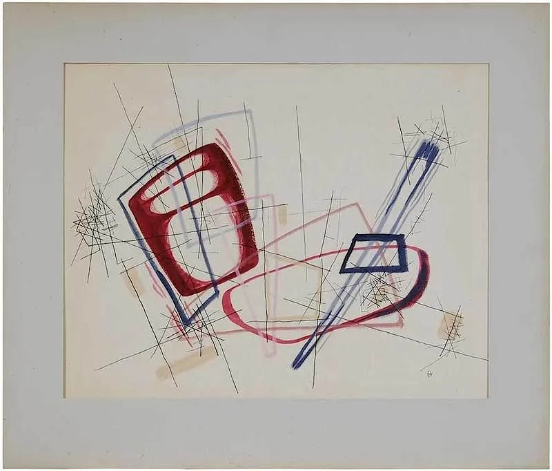 Stress by Dwinell Grant, 1951, watercolor on paper, sold Nov 2017