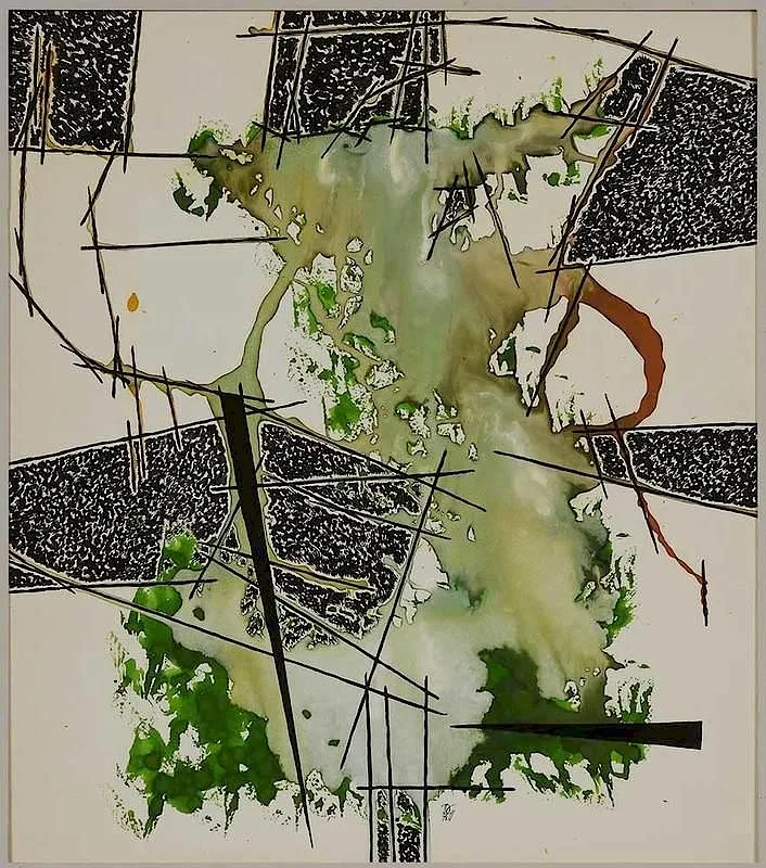 Accretion III by Dwinell Grant, 1978, watercolor on illustration board, sold Nov 2017