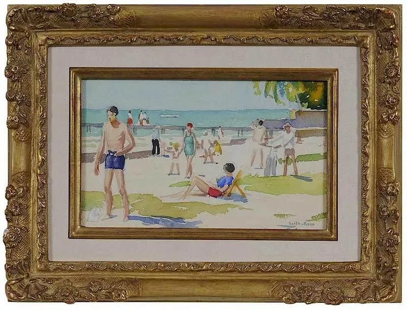 Beach Goers by Harry Leith-Ross, watercolor on paper, sold Nov 2017