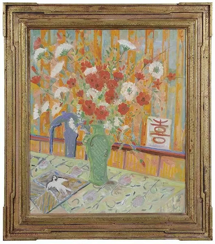 Geranium Rose by Joseph Barrett, oil on canvas, sold Nov 2017