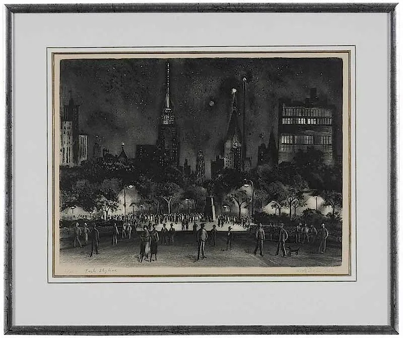 Adolf Dehn, Park Skyline, 1952, lithograph on paper