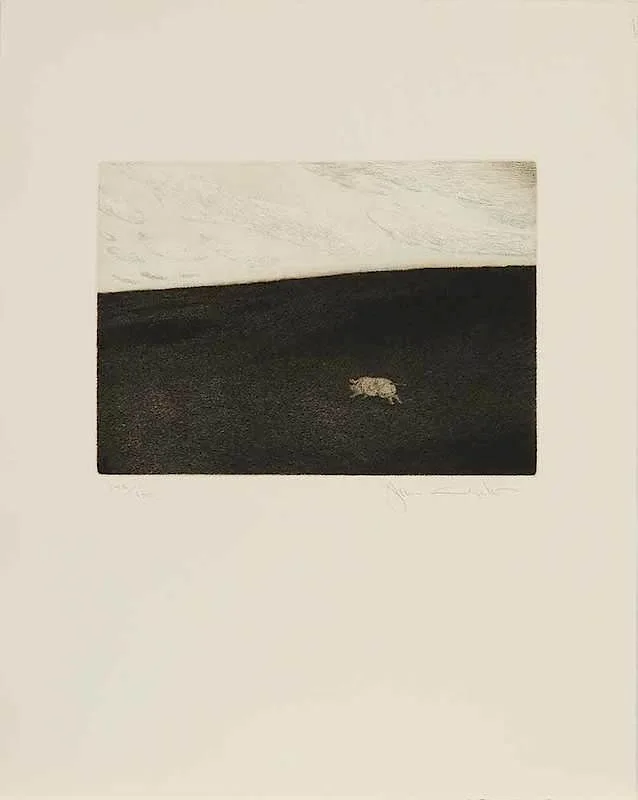 Runaway Pig by Jamie Wyeth, 1980, color etching, sold Nov 2017