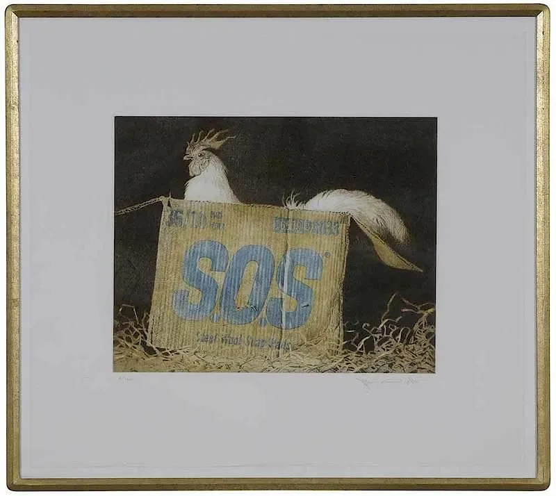 S.O.S. by Jamie Wyeth, 1981, color drypoint etching, sold Nov 2017