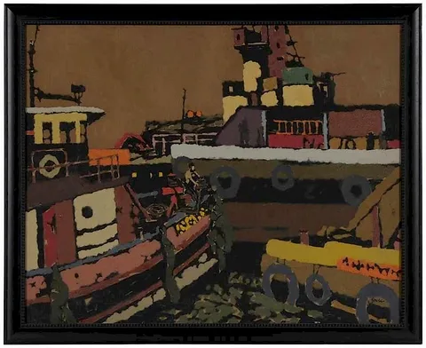 On the River by Sidney Gross, 1949, oil on canvas, sold Nov 2017