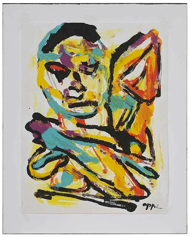 Untitled, figure by Karel Appel, 1982, acrylic on paper, sold Nov 2017