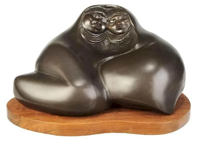 Night Drum by Allan Houser, bronze with wood base, sold Nov 2017