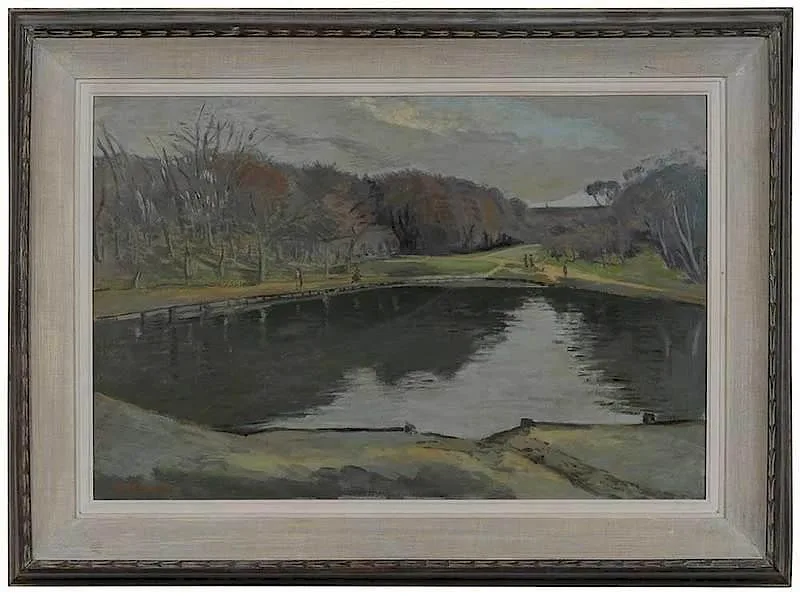 Norman Alexander, Queen's Mere, Wimbledon, oil on plywood panel