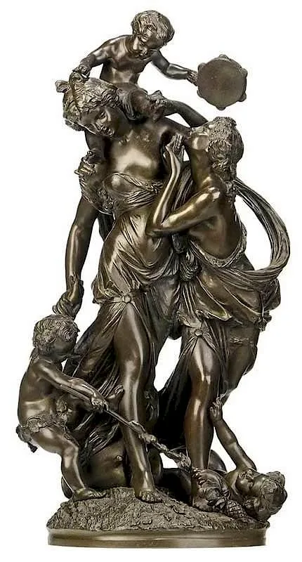 A Bacchanalian Figural Group by Michel Clodion, patinated bronze, sold Nov 2017